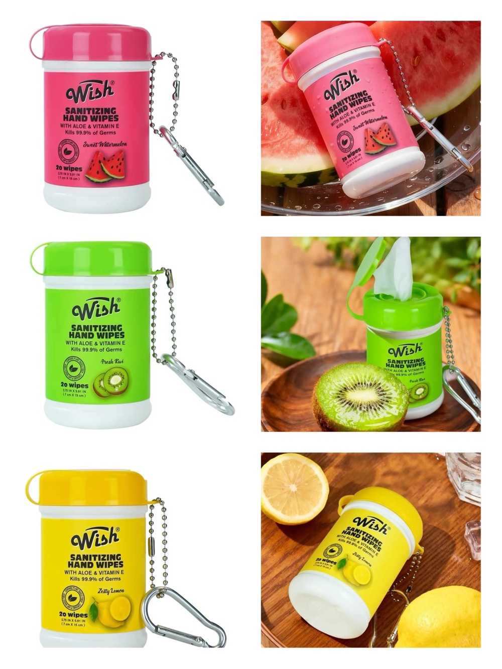Wish (1) Sanitizing Hand Wipes Keychain